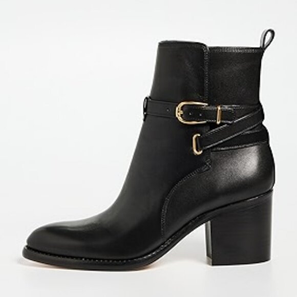 NIB$595 Veronica Beard Sohelia Low Buckled Strap Leather Mid-Block Heel Boots 10 - Picture 14 of 14